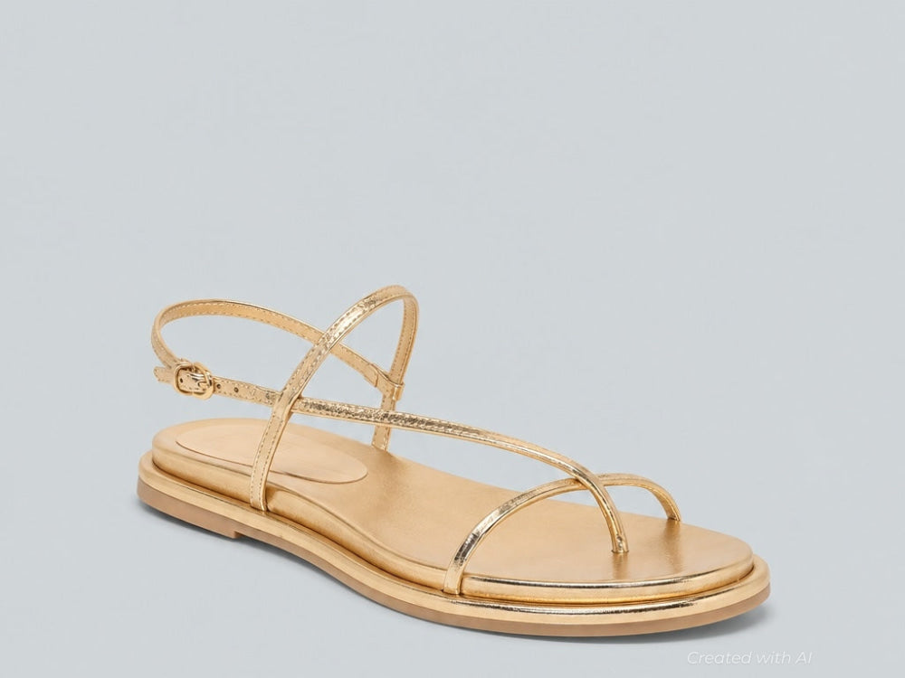 Dom Strappy Round Toe Footbed Sandals - Gold Distr - 9.5 - Sandals