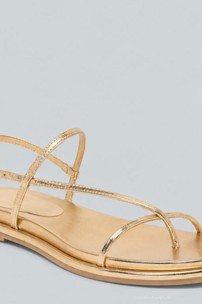 Dom Strappy Round Toe Footbed Sandals - Gold Distr - 9.5 - Sandals