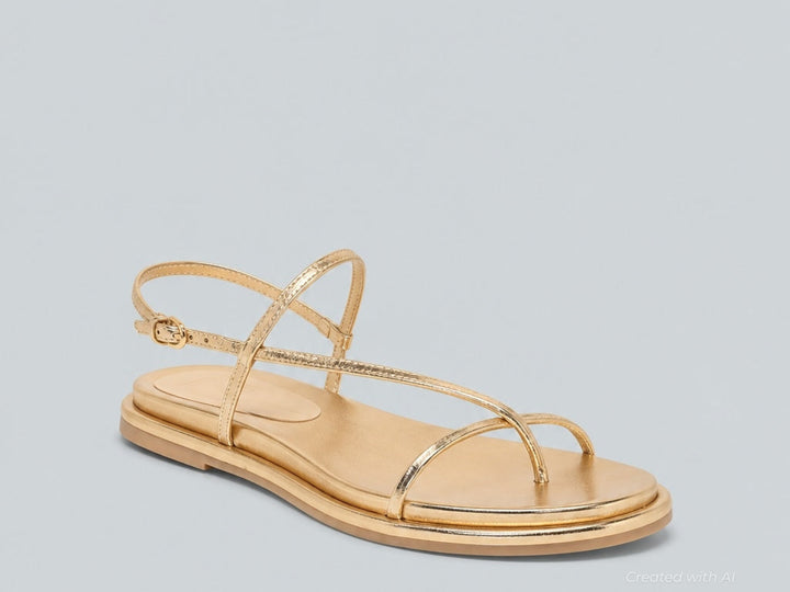 Dom Strappy Round Toe Footbed Sandals - Gold Distr - 9.5 - Loafers