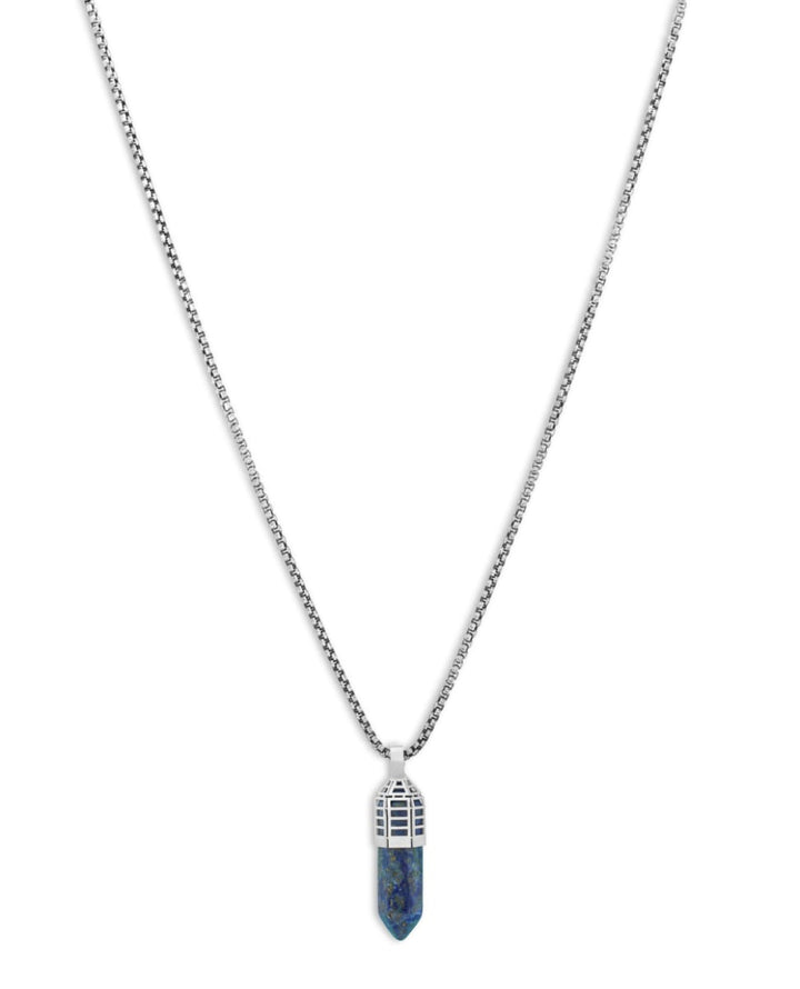 Dopamine Drop Necklace In Stainless Steel And Lapis - Blue - One Size - Necklace