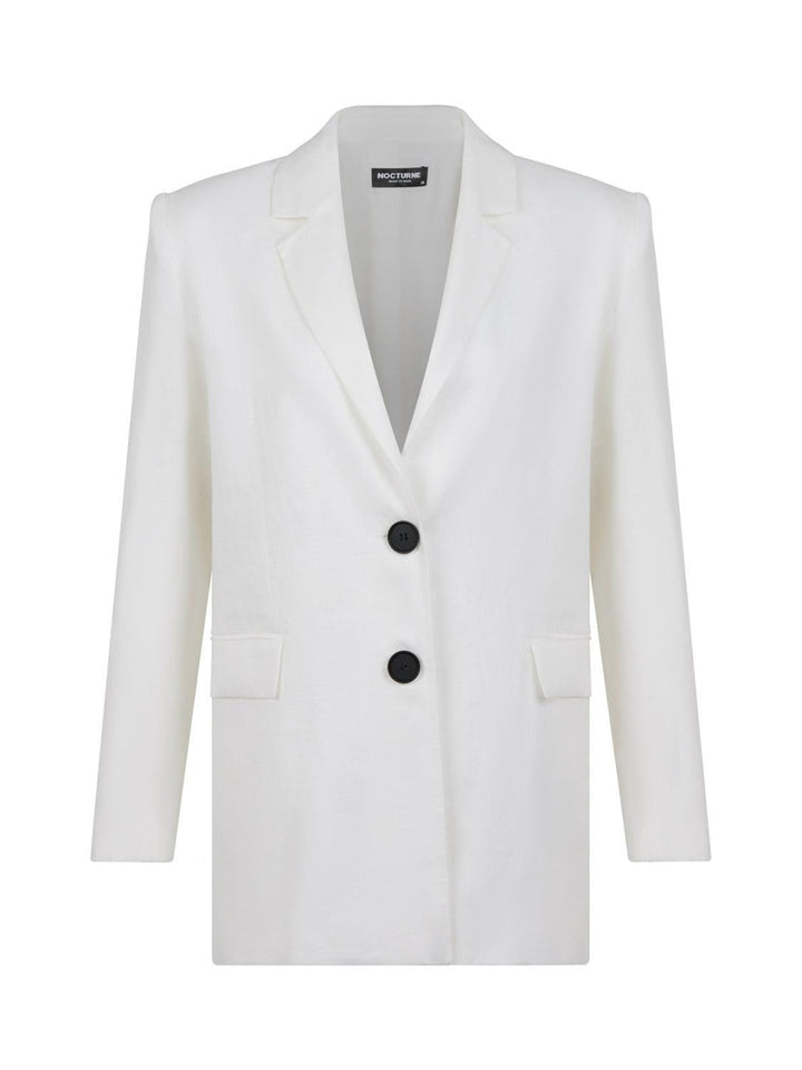Double-Breasted Linen Jacket - Ecru - Blazer