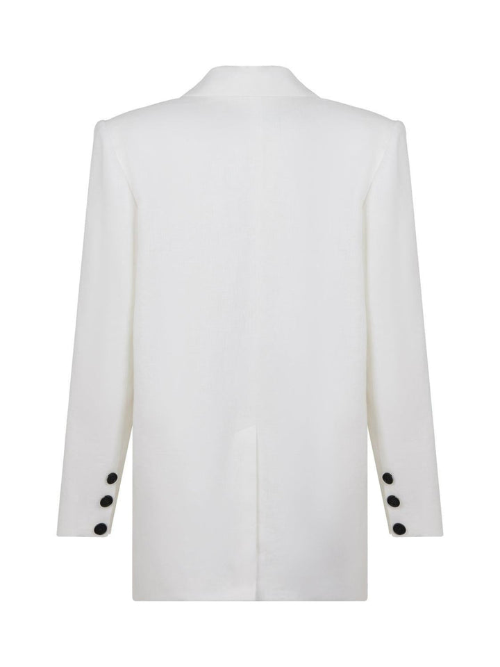 Double-Breasted Linen Jacket - Ecru - Blazer