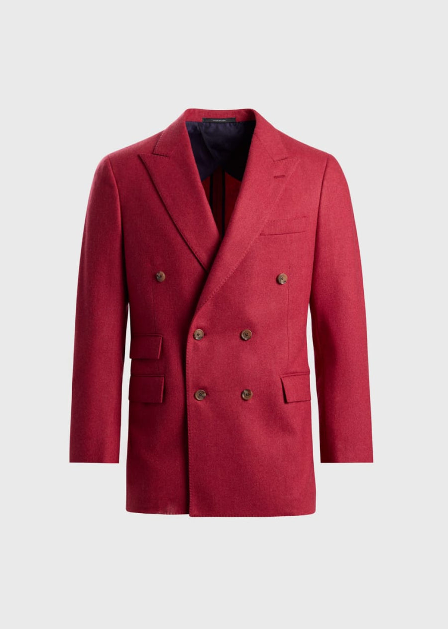 Double Breasted Wool Jacket - Cranberry - Blazer