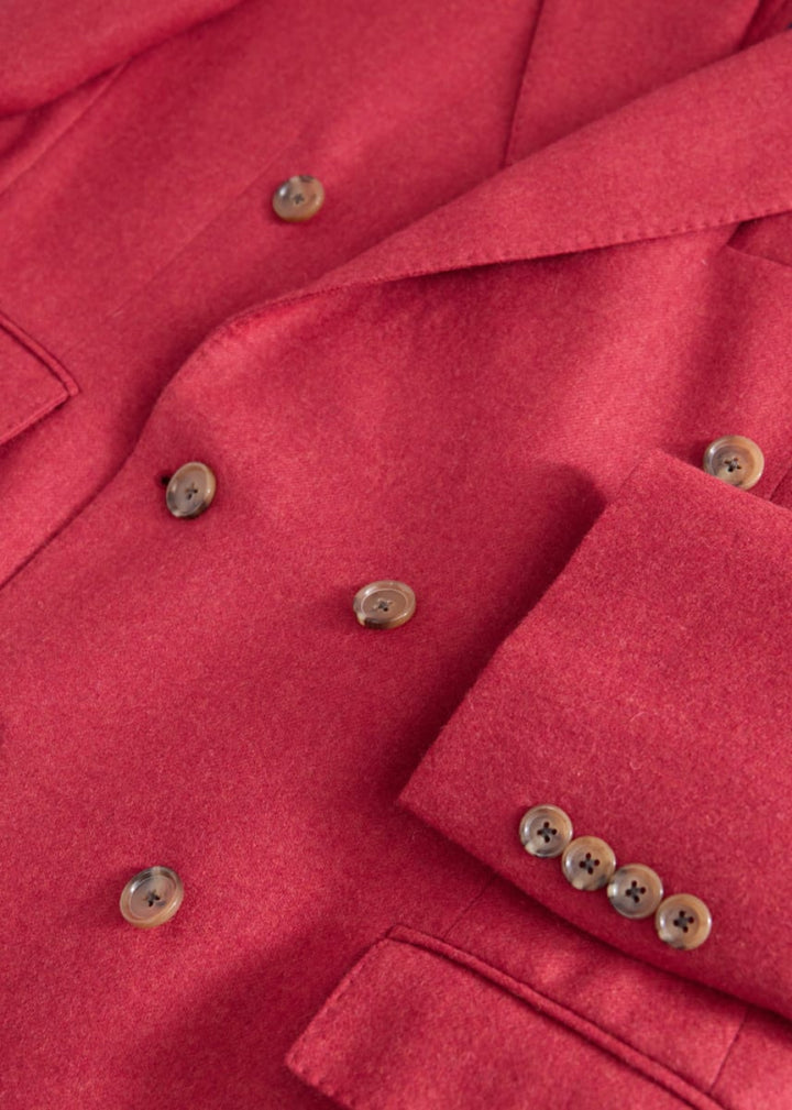 Double Breasted Wool Jacket - Cranberry - Blazer