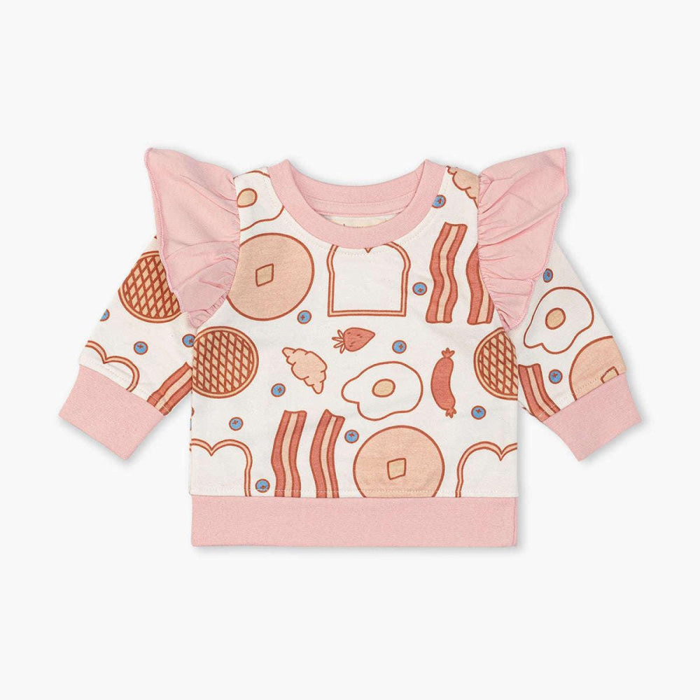 Double Ruffle Sweatshirt - Brunches of Fun - 0-6m - Crewneck Sweatshirt