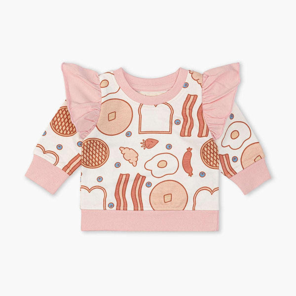 Double Ruffle Sweatshirt - Brunches of Fun - 0-6m - Crewneck Sweatshirt