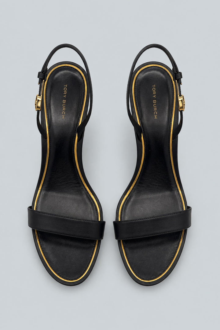 Double T Buckle Heel Sandals - Perfect Black - 10 - Sandals