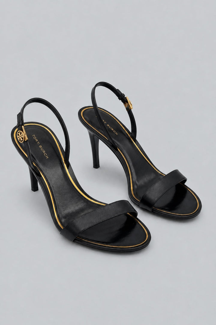 Double T Buckle Heel Sandals - Perfect Black - 10 - Sandals