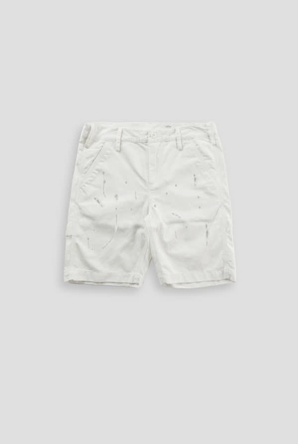 Painter Shorts With Paint Splatter - White
