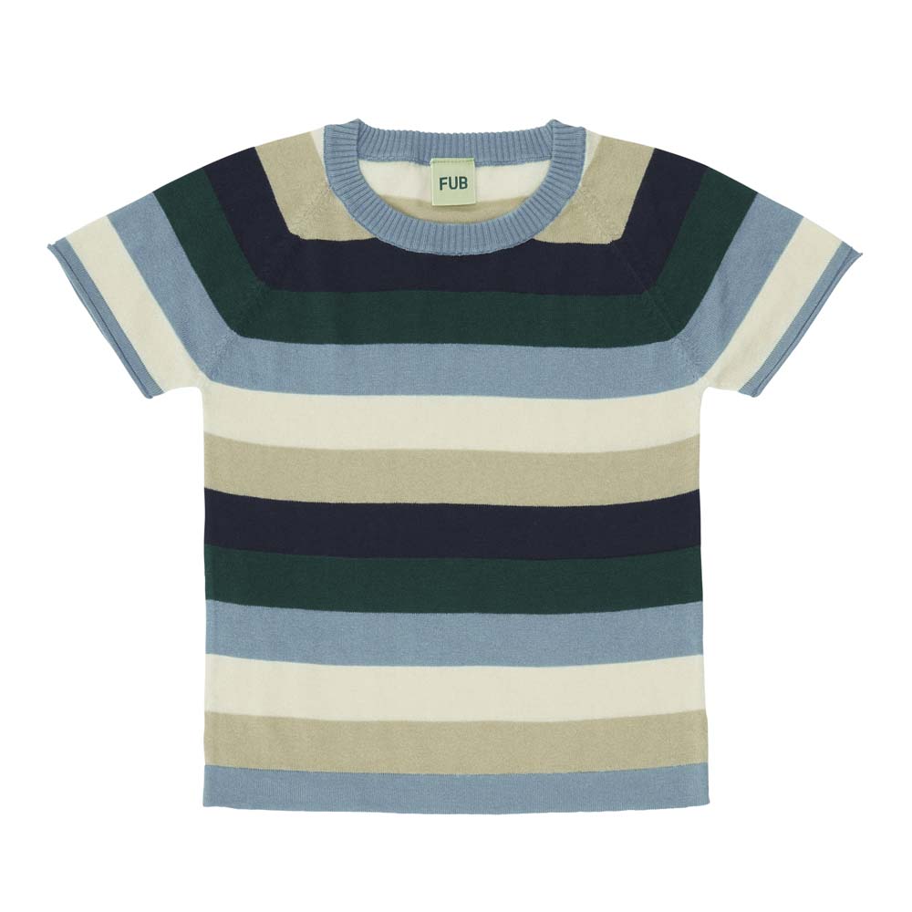 Multi Striped T-Shirt - Cloudy Blue Tops FUB 
