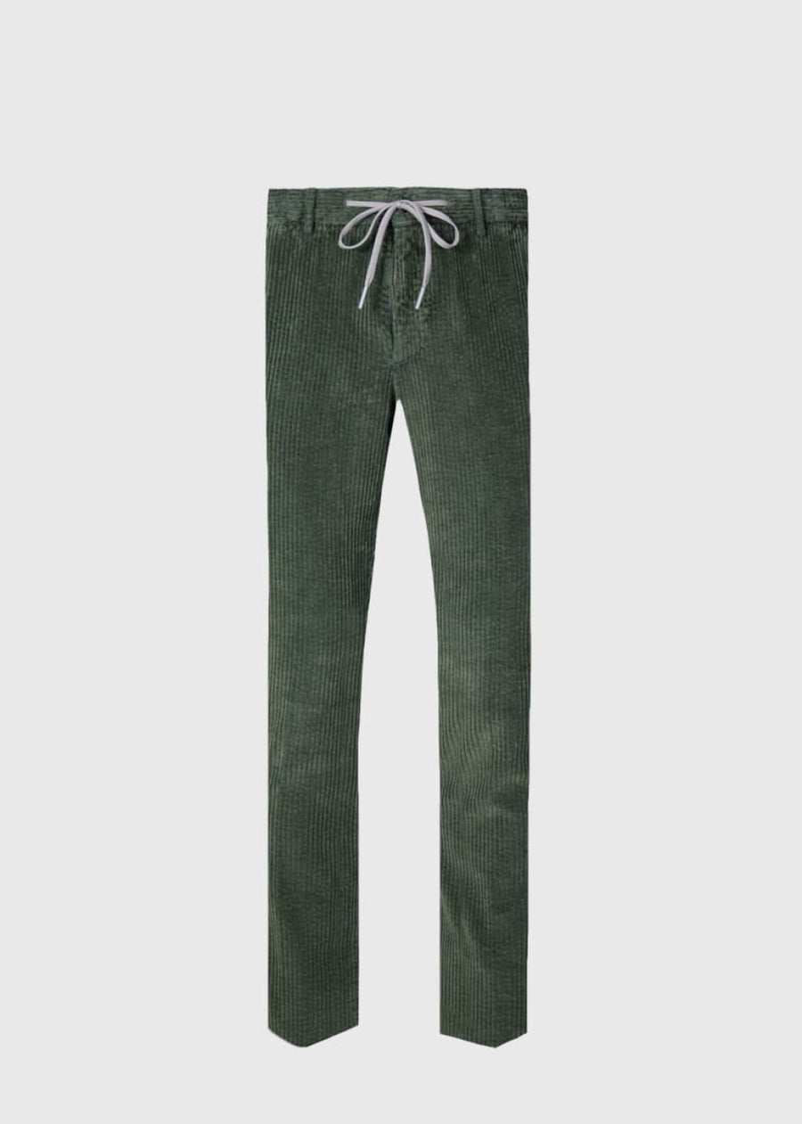 Drawstring Corduroy Trouser - Green - Pants