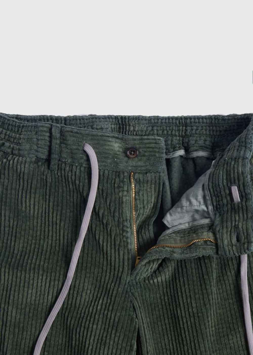 Drawstring Corduroy Trouser - Green - Pants