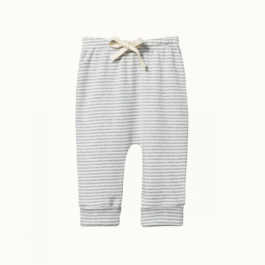 Cotton Drawstring Pants - Grey Marl Stripe Pants Nature Baby 