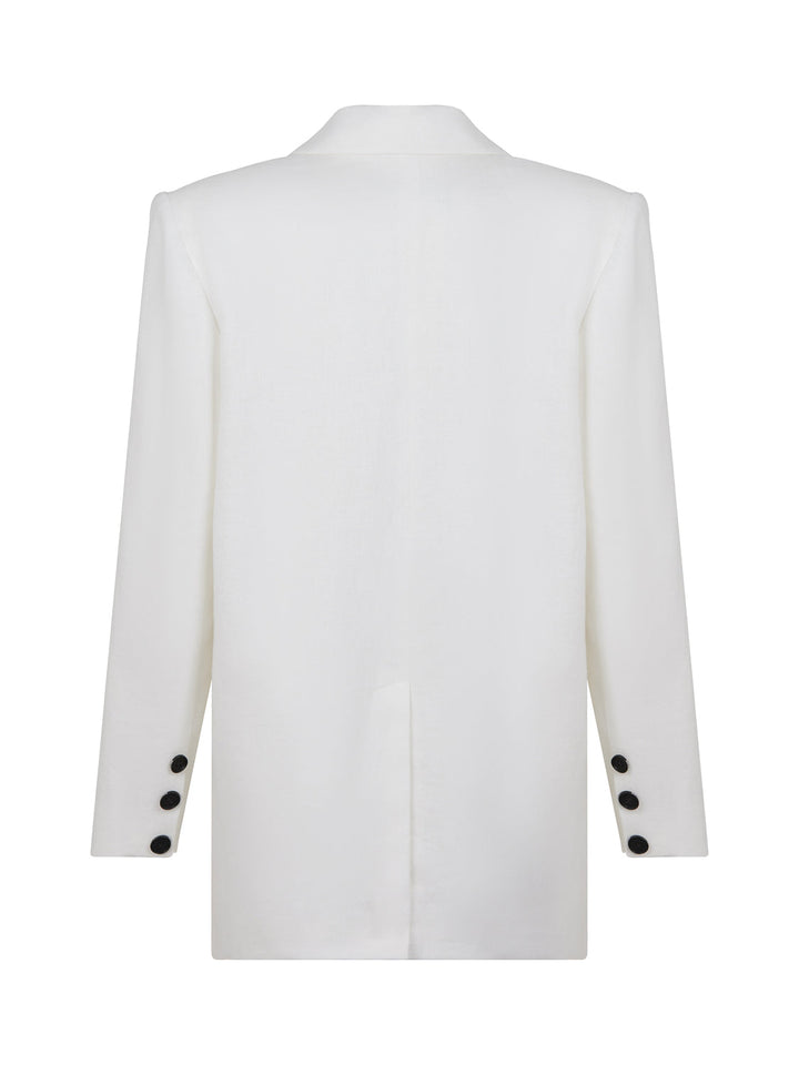 Double-Breasted Linen Jacket - Ecru