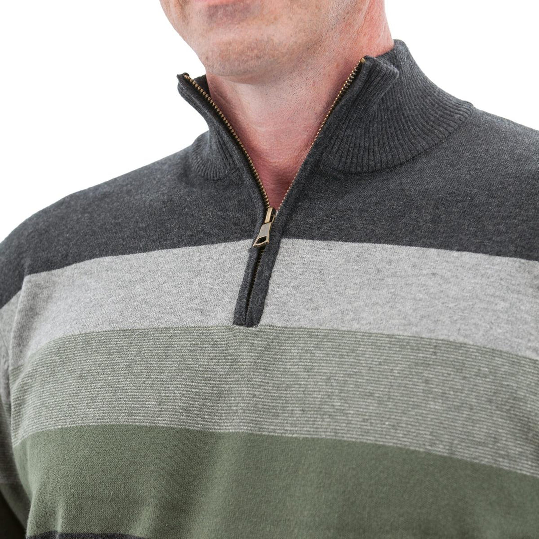 Gunner Classic Stripe 1/4 Zip Sweater - Charcoal