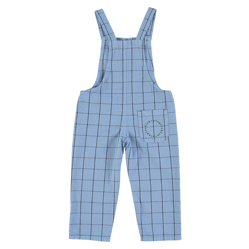 Dungarees - Blue Checkered w/ "Born to Rock" Print
