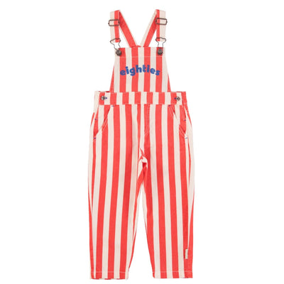 Dungarees - White & Red Stripes w/ ’eighties’ Print - 3y - Dungarees