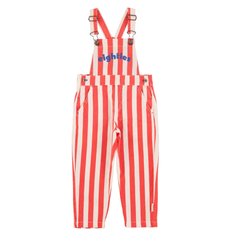 Dungarees - White & Red Stripes w/ ’eighties’ Print - 3y - Dungarees