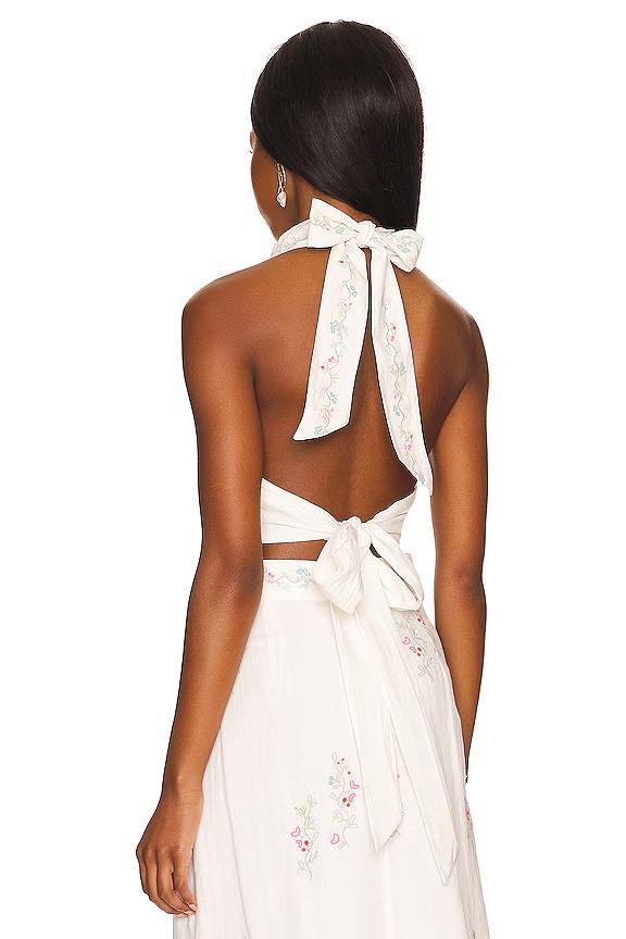 Embroidered Halter Top - Pastel/Multi