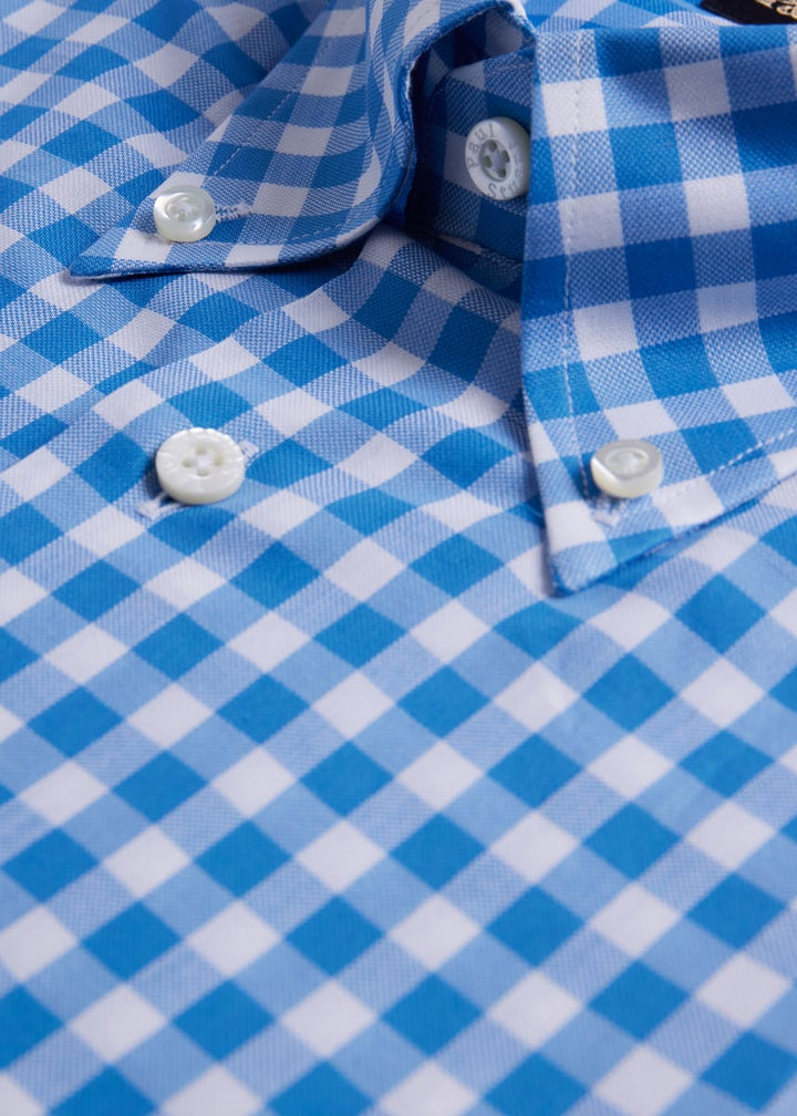 Cotton Gingham Sport Shirt - Blue