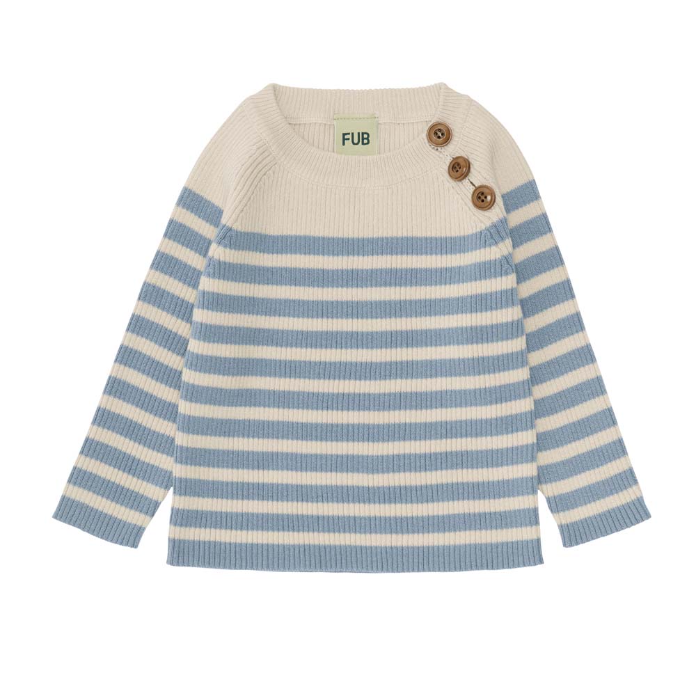 Baby Sweater - Ecru/Cloudy Blue