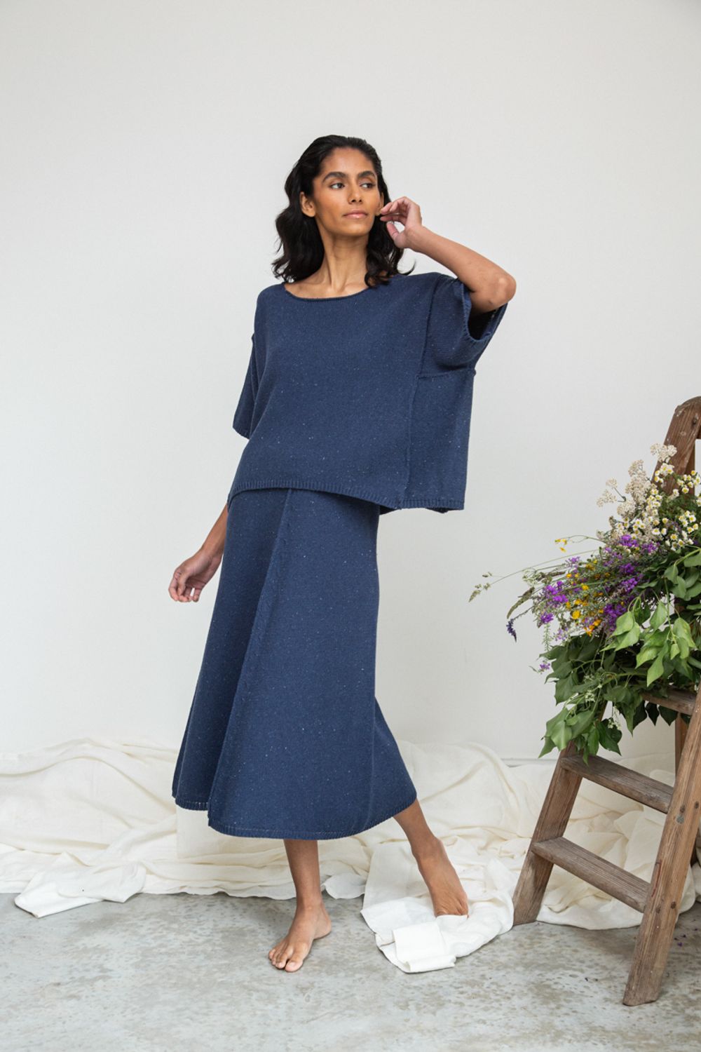 Alessia-Leigh Recycled Cotton Jumper in Denim Blue