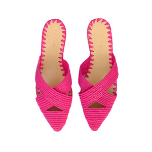 Venus Raffia Mule Fuchsia