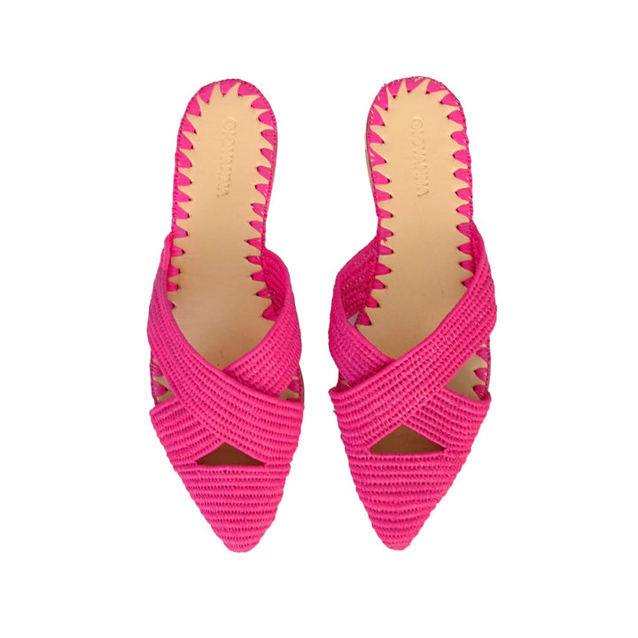 Venus Raffia Mule Fuchsia