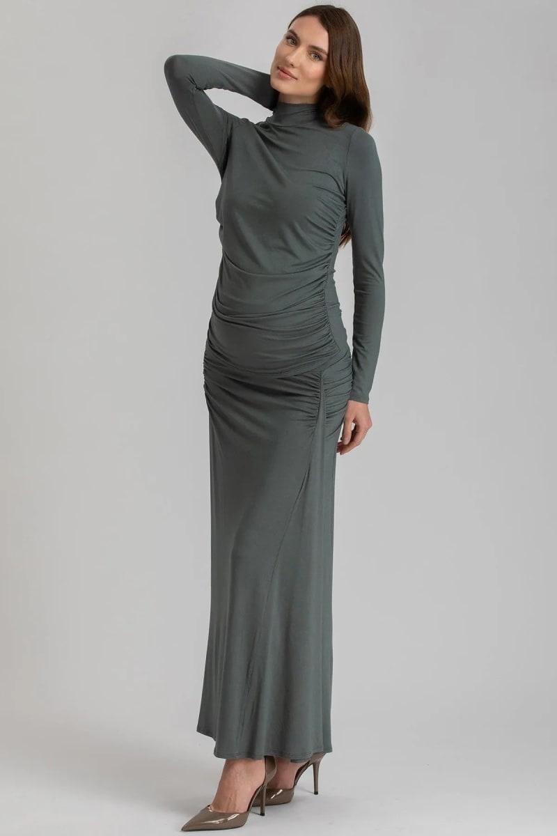 NIKE Maxi Maternity Skirt With Side Ruching In Soft Bamboo Jersey - Deep Teal