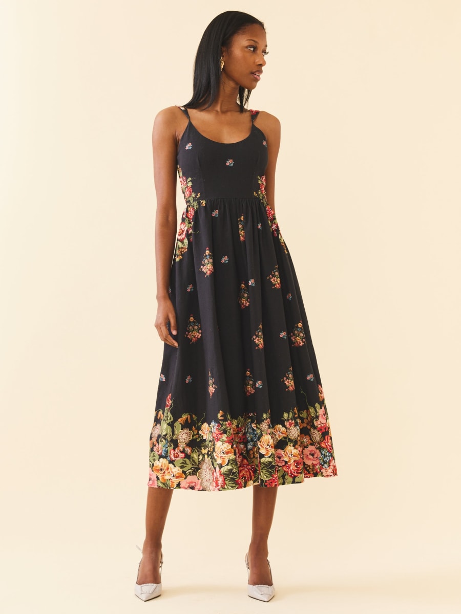 Katherine Dress - Black Victorian Floral
