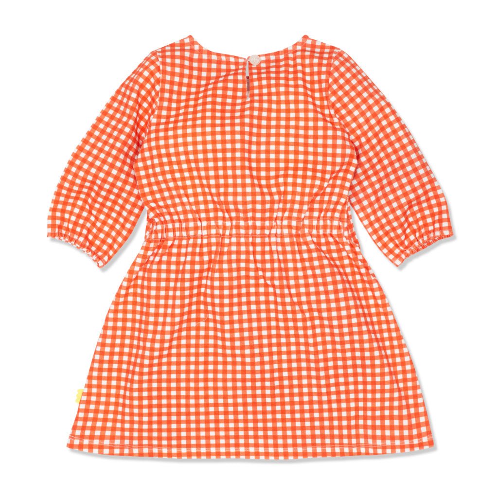 Gingham Kid Jersey Dress - Coral Gingham