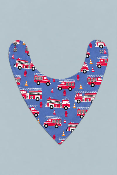 Blue Fire Truck Baby Bib - Cameron