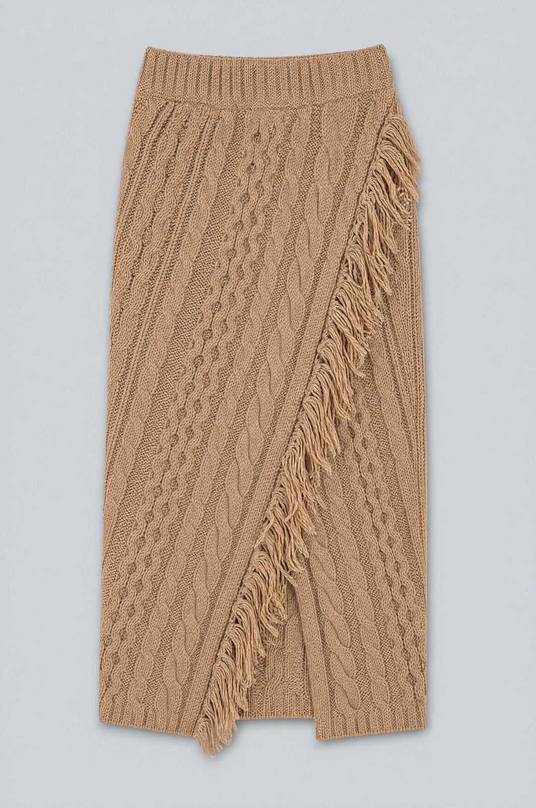Cableknit Sweater Skirt - Tan