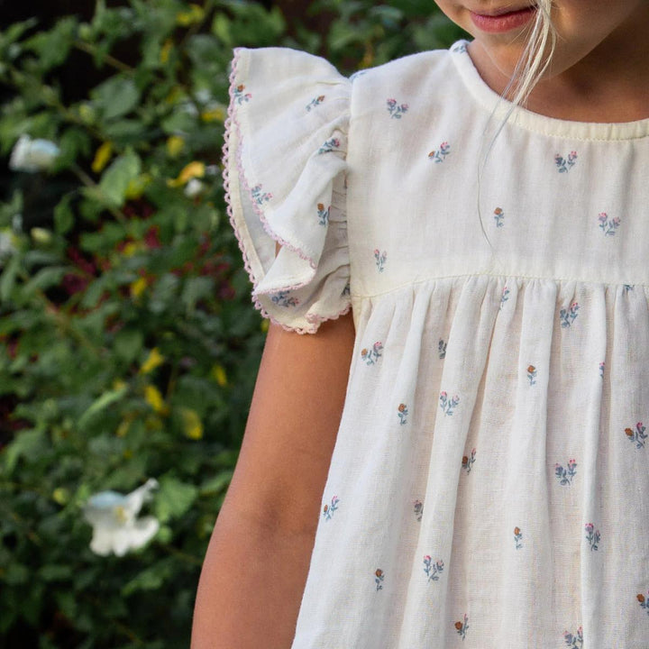 Hannah Dress with Flutter Sleeves | Petit Floret
