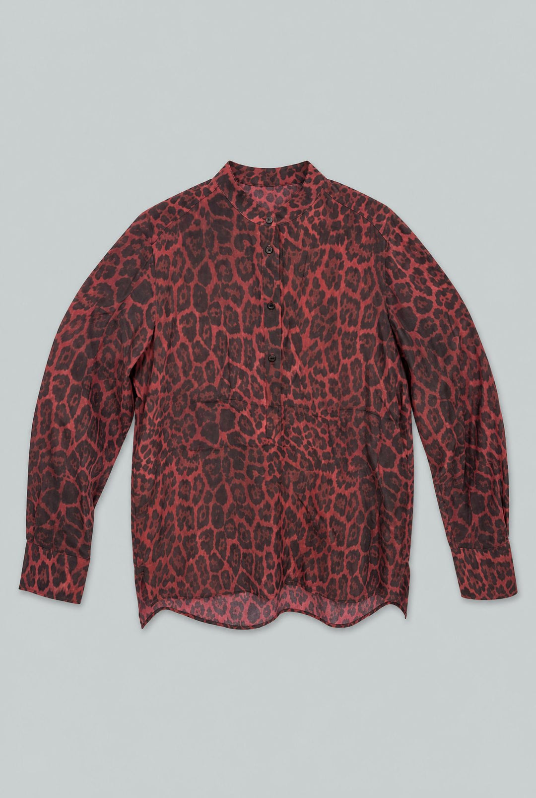 Printed Organic Silk Blouse - Berry