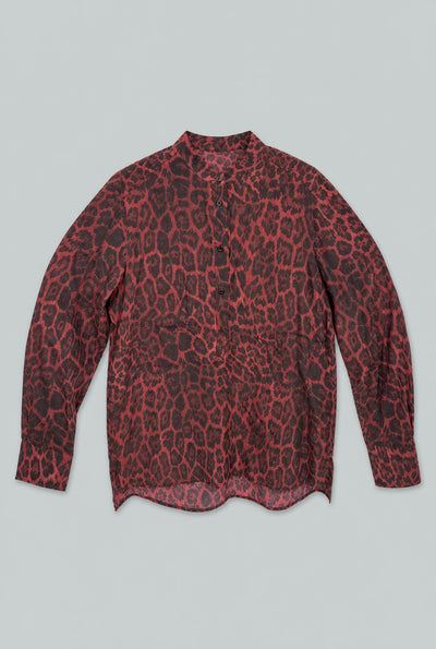 Printed Organic Silk Blouse - Berry