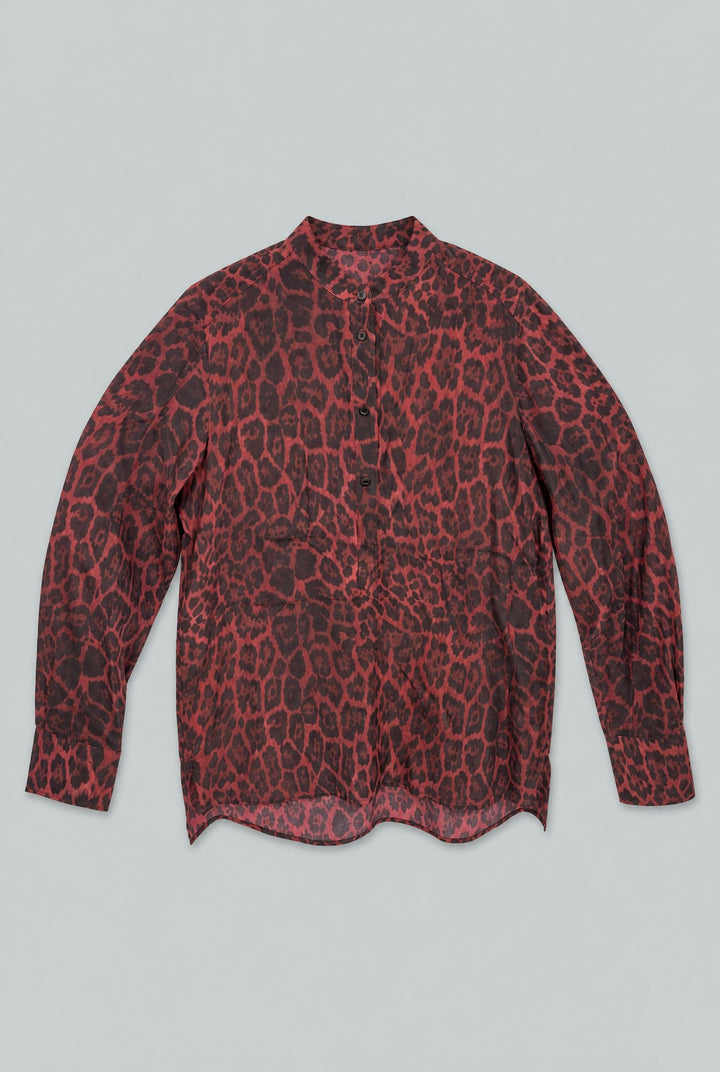 Printed Organic Silk Blouse - Berry