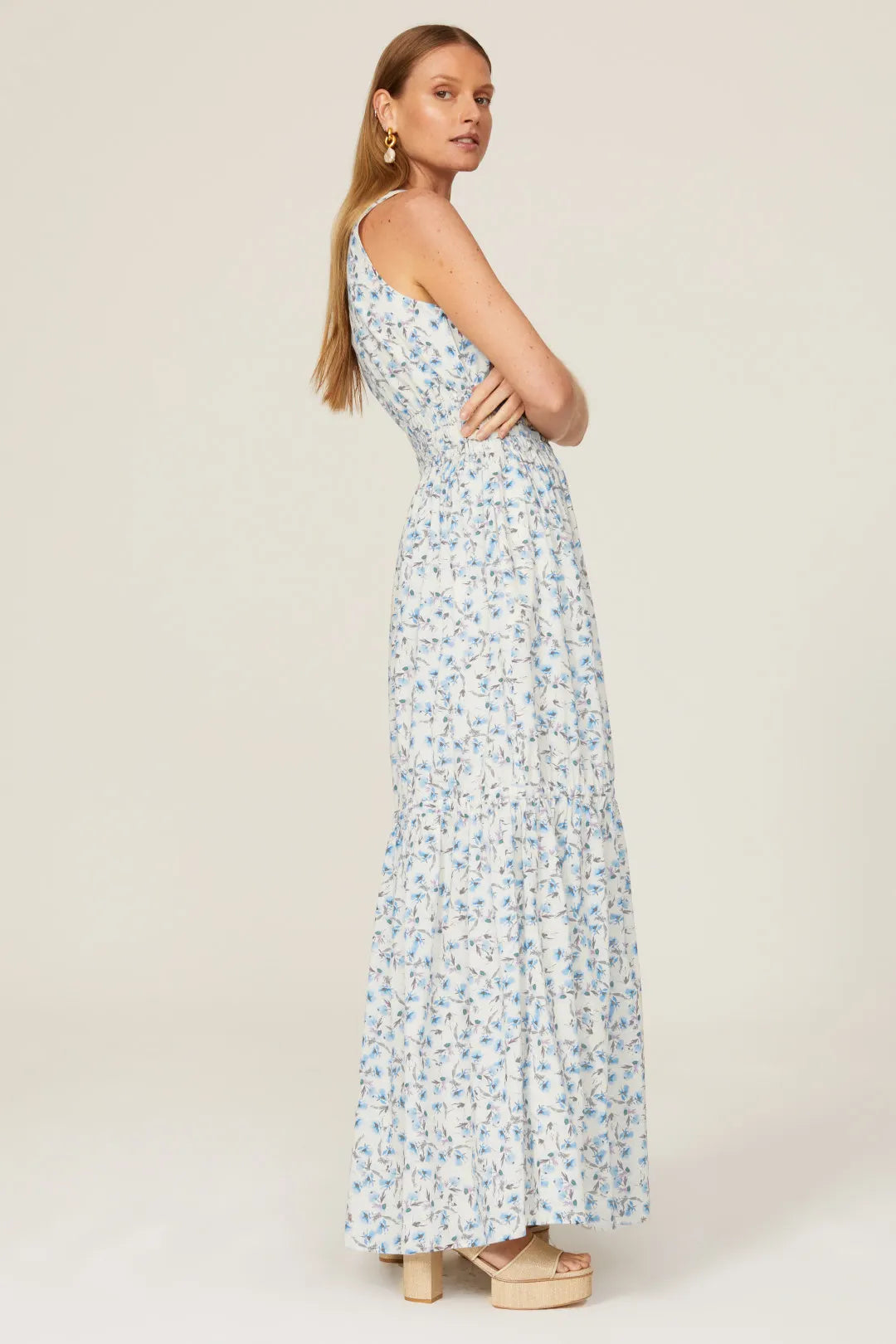 Floral Tiered Maxi Dress - Cream Multi