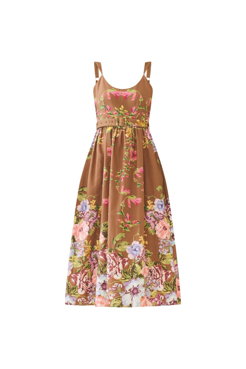 Katherine Dress - Caramel Victorian Floral