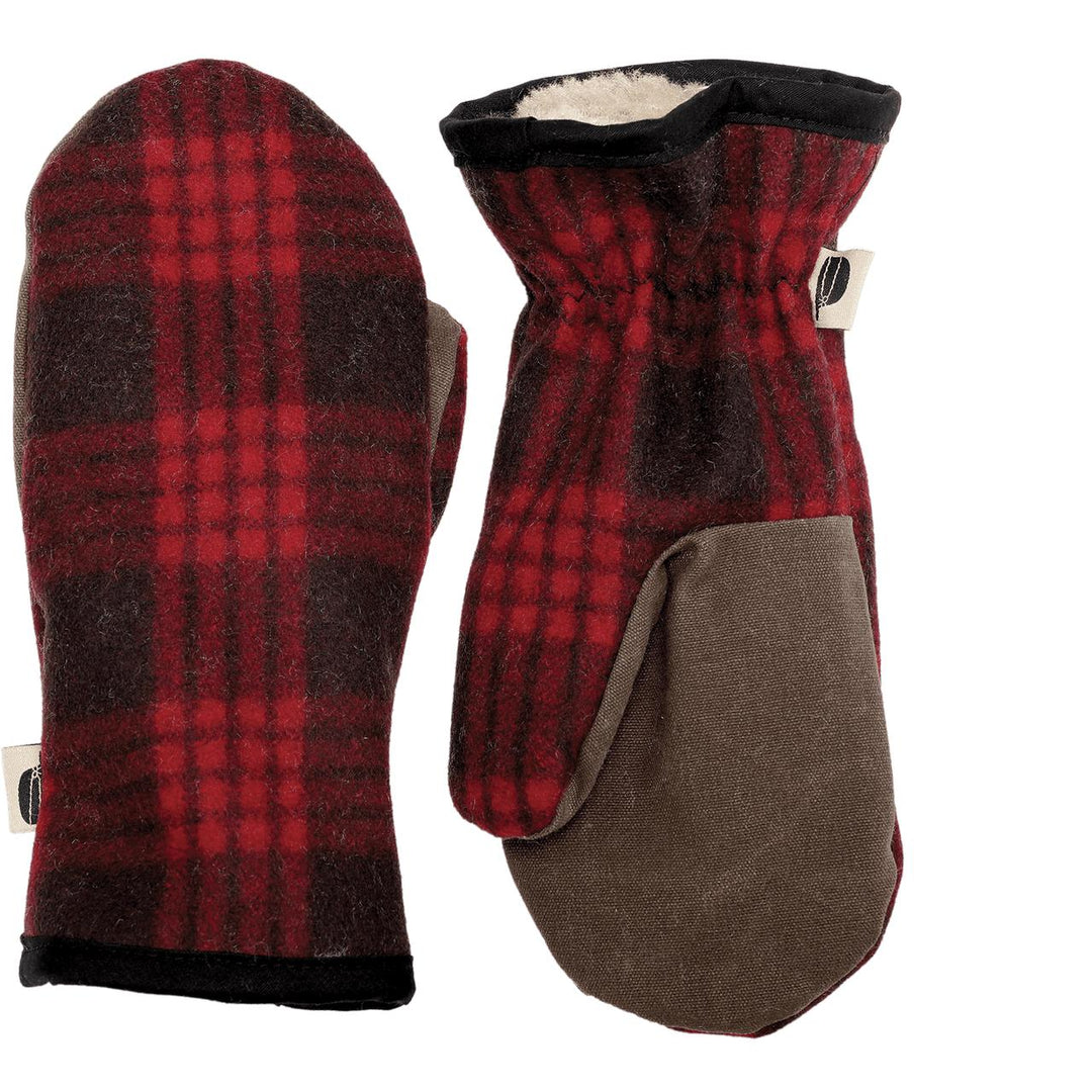 The Kids Mitts - Black/Red Tartan