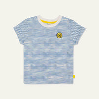 Recycled Cotton Stripes Kid T-shirt - Natural/della Blue