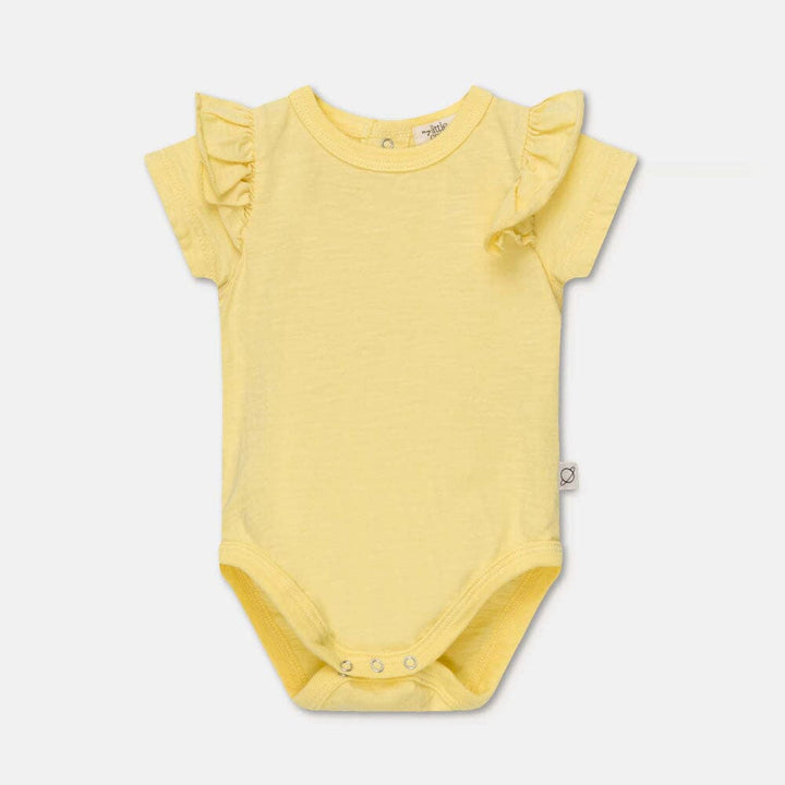 Slub Ruffle Baby Bodysuit - Yellow Bodysuits + Onesies My Little Cozmo 