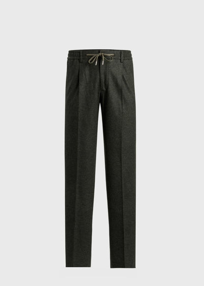 Wool Flannel Drawstring Pant - Olive