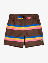 Stripe Swim Shorts - Brown