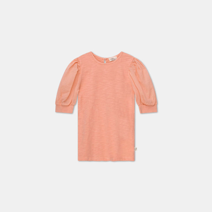 Slub Puff Sleeve T-Shirt - Peach