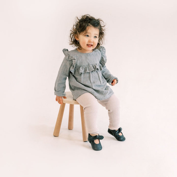 Ebony Knotted Bow Baby Shoe - ’Flats - Baby Kids Adult All’