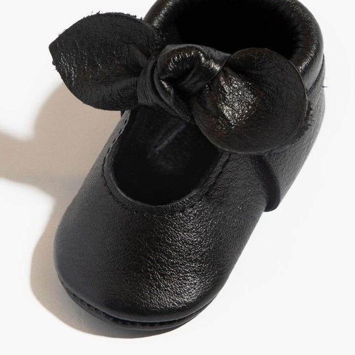 Ebony Knotted Bow Baby Shoe - ’Flats - Baby Kids Adult All’