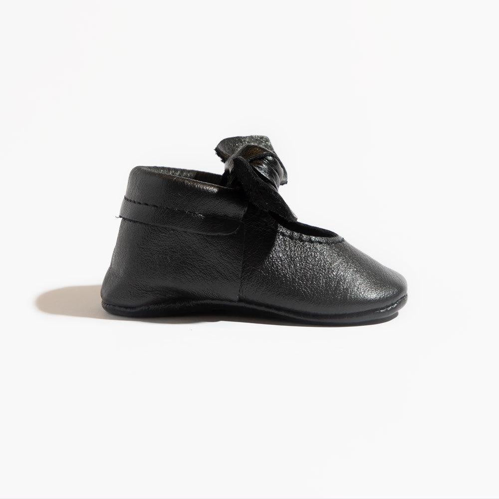 Ebony Knotted Bow Baby Shoe - ’Flats - Baby Kids Adult All’