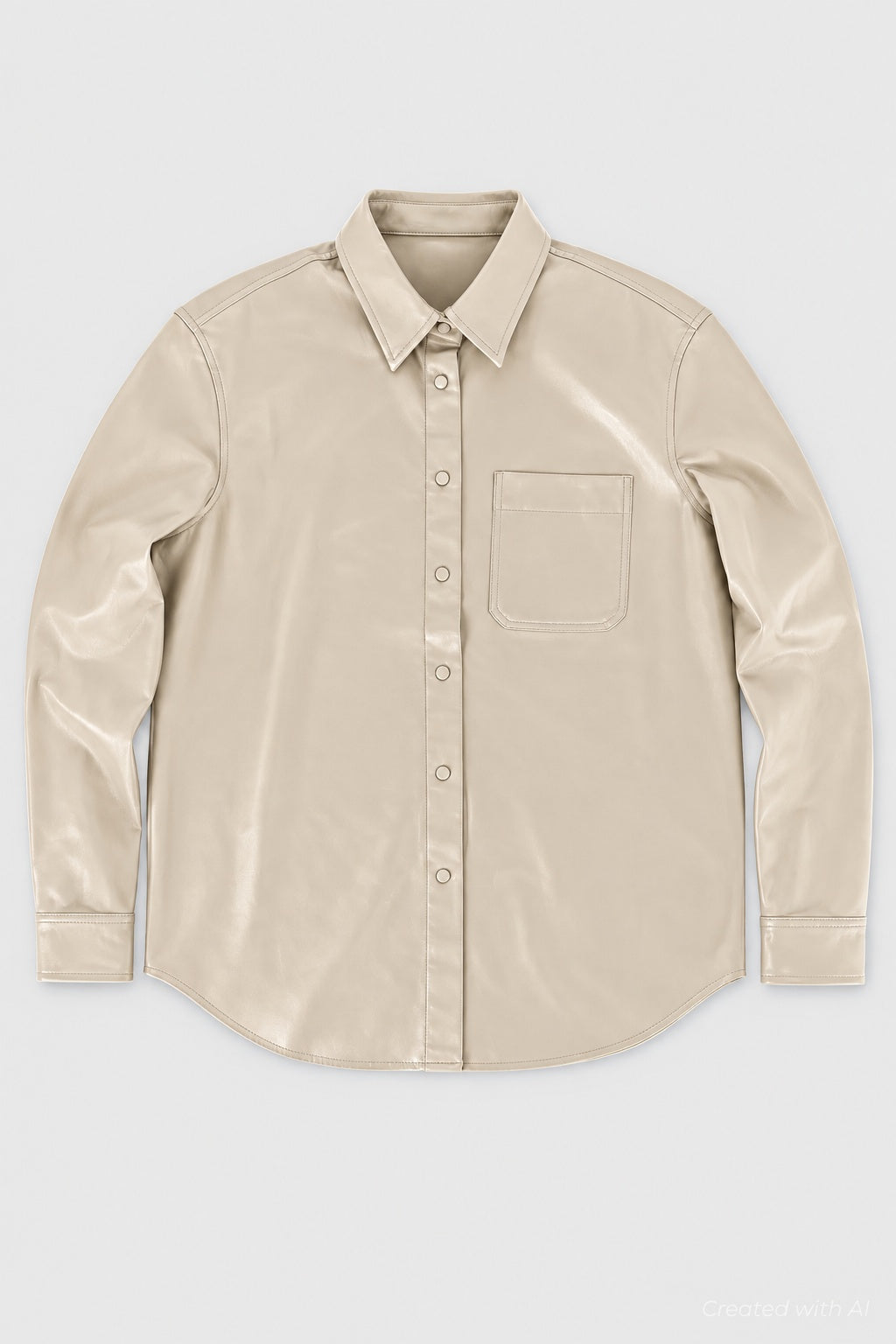 Classic Faux Leather Button Up - Ecru
