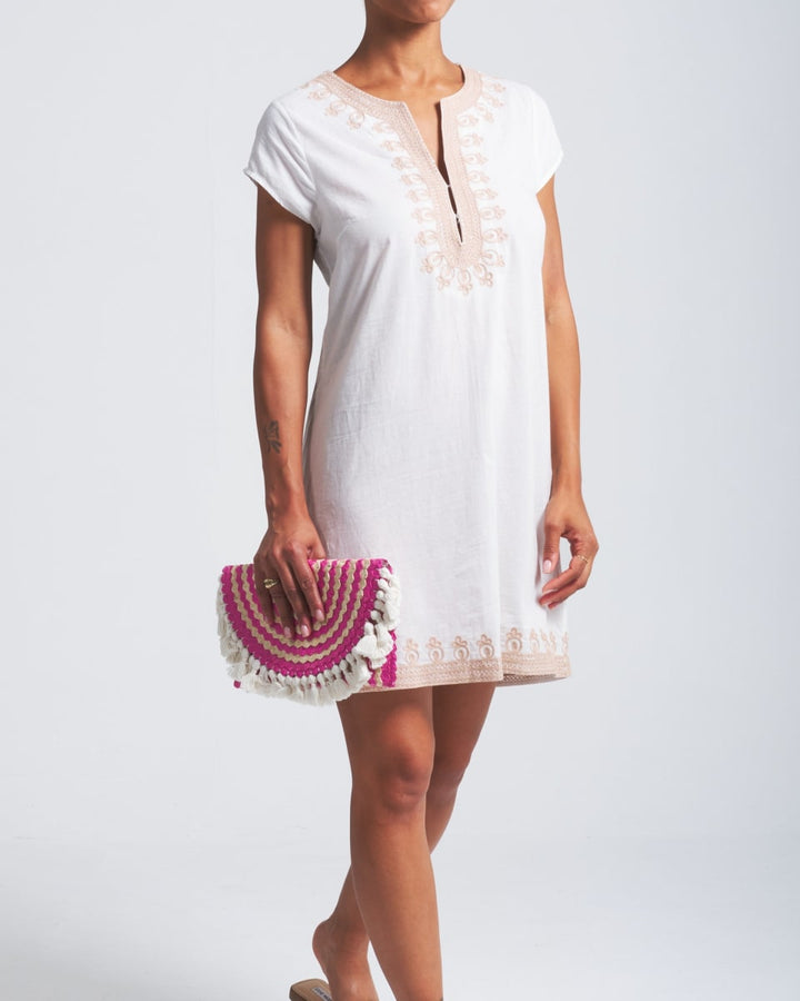 Palm Clutch - Pink/Natural